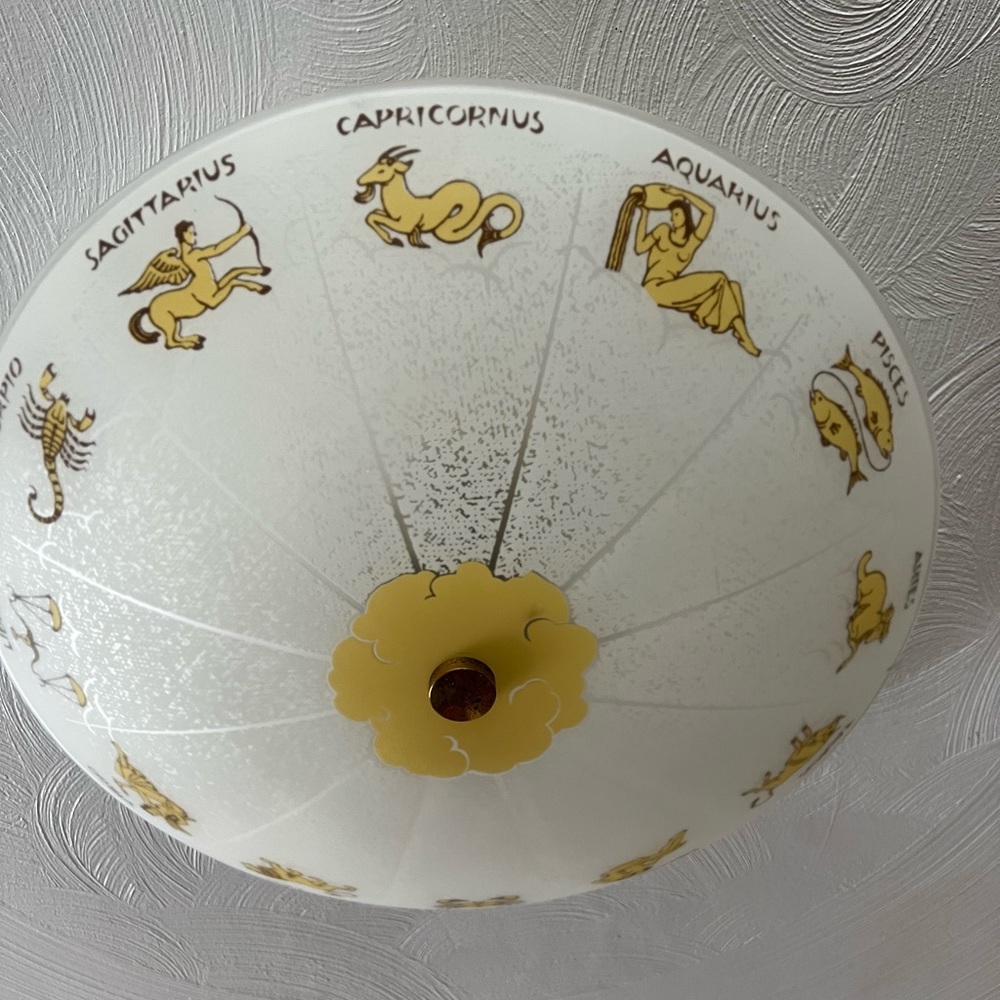 Vintage horoscope, astrology, zodiac ceiling light shade